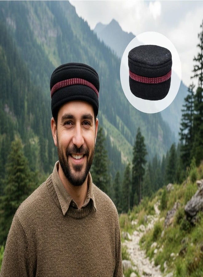NWF Woolen Kullu Himachali Cap (Random Color & Design) | Traditional Pahadi Topi for Men & Women | Handcrafted Woolen Cap (Pack of 1) Multicolour - Image 3